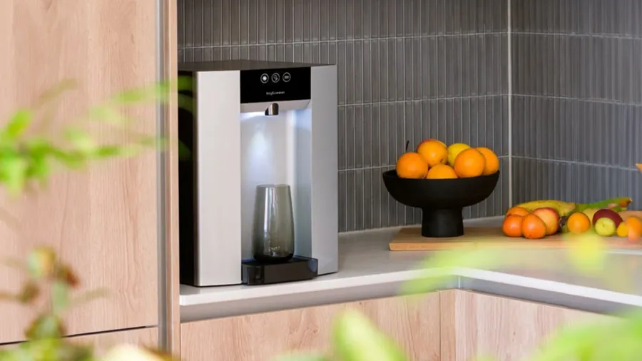 Bevi bottleless water dispenser in an office kitchen