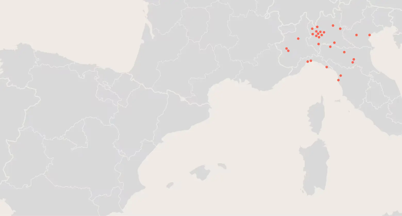 Mappa dei centri Elha in Italia